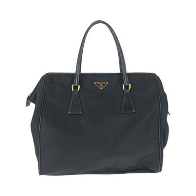 美品 PRADA プラダ テスート 三角ロゴプレート ブラック 黒 ゴールド金具 ナイロン ショルダーバッグ トートバッグ 600158 【中古】