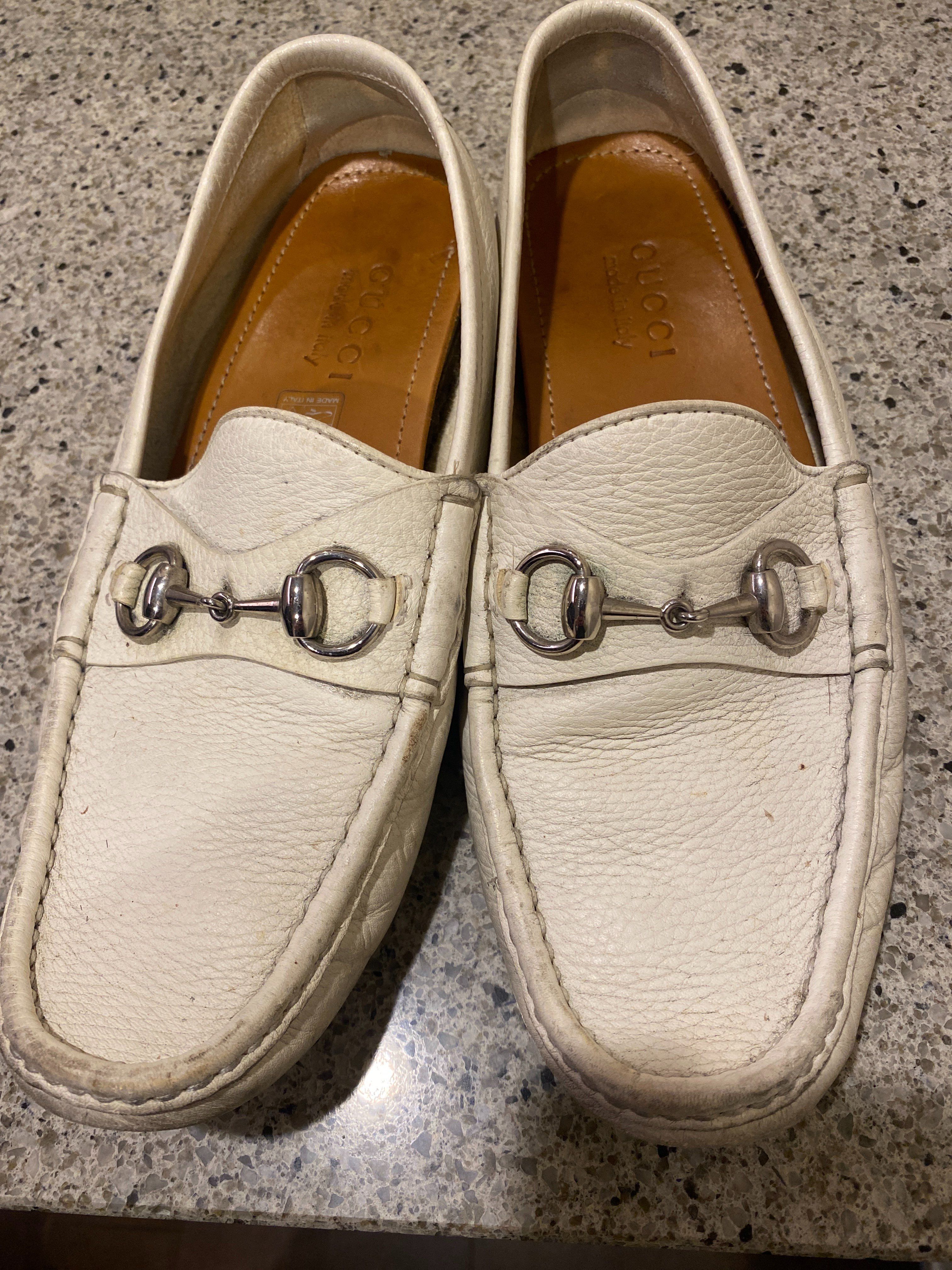 グッチ・ホワイト・革靴・メンズ26センチ