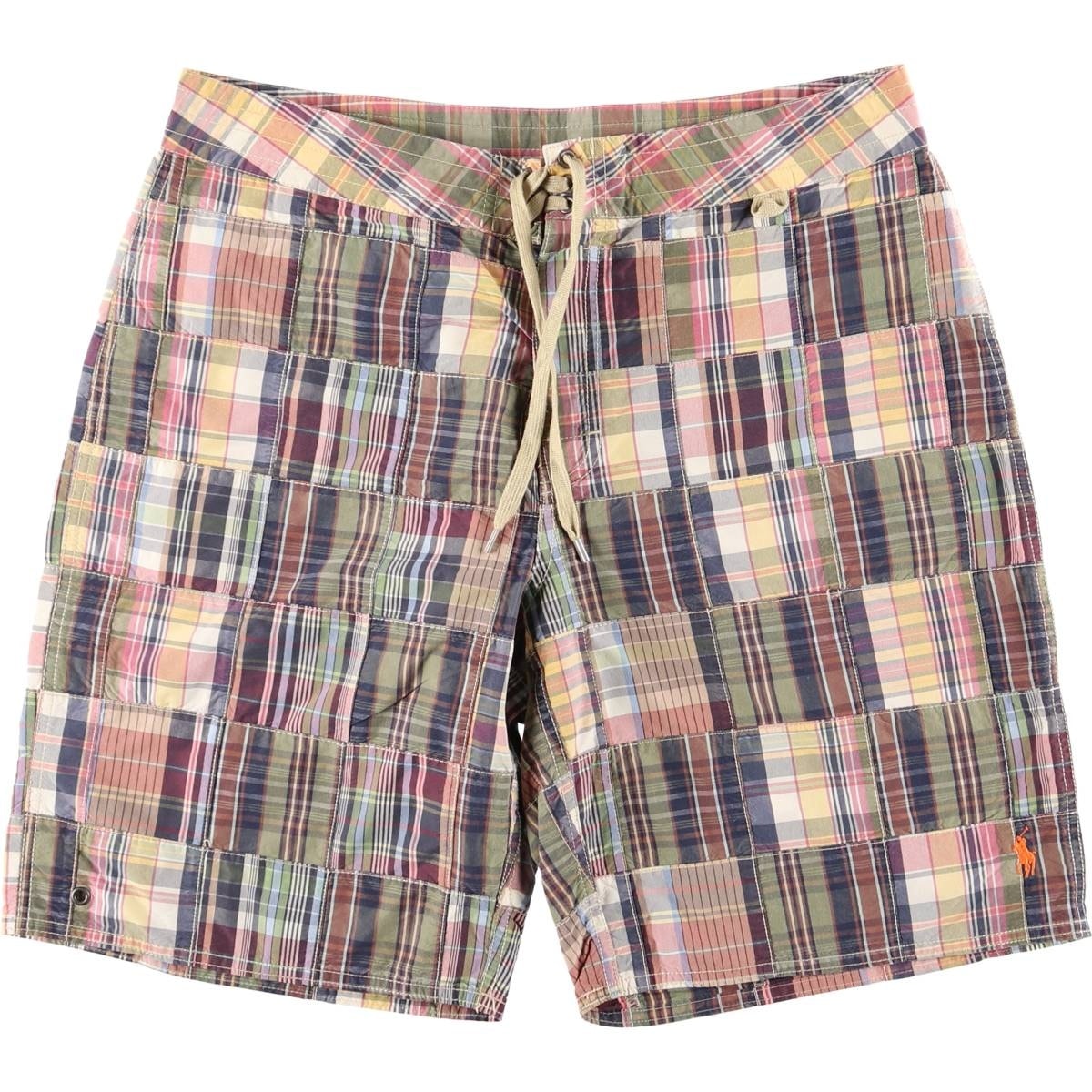 古着 ラルフローレン Ralph Lauren POLO by Ralph Lauren チェック柄 パッチワーク カーゴショーツ ハーフパンツ メンズw34相当/eaa626533