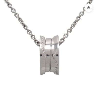 BVLGARI B.Zero1 Necklace 18K Demi Pave Diamond "White Gold"