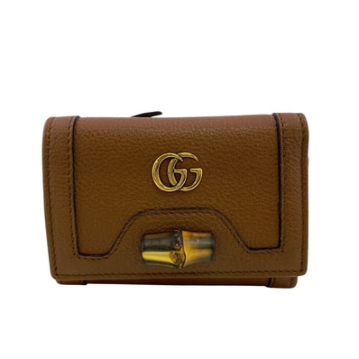 グッチ GUCCI 三つ折り財布 GGマーモント コンパクトウォレット ミニ財布 ダブルG金具 スナップボタン開閉式 バンブー 658633 ブラウン