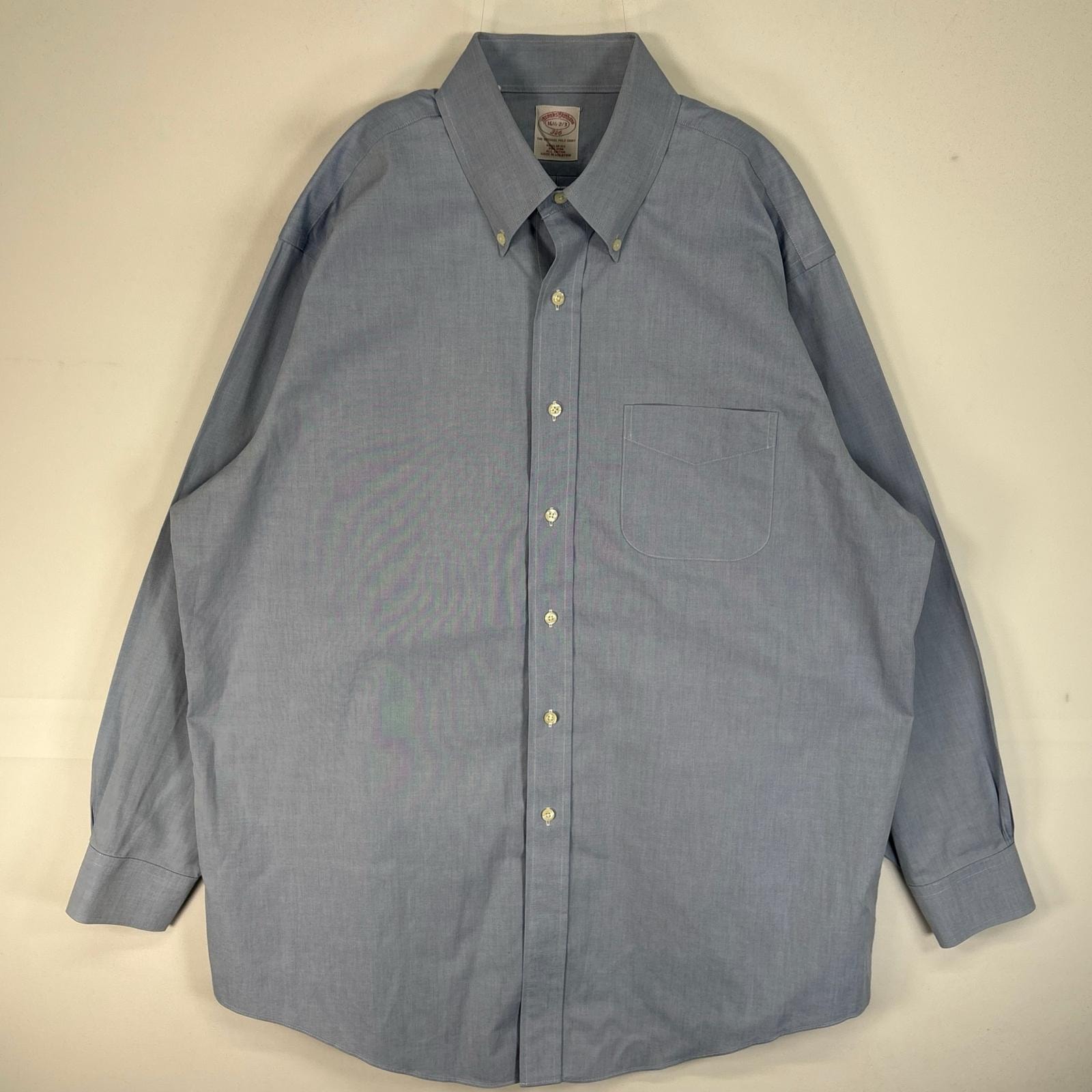 古着 ブルックスブラザーズ Brooks Brothers 長袖シャツ 346 REGULAR FIT 胸ポケ L  ブルー系 無地 メンズ