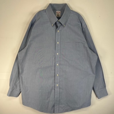 古着 ブルックスブラザーズ Brooks Brothers 長袖シャツ 346 REGULAR FIT 胸ポケ L ブルー系 無地 メンズ