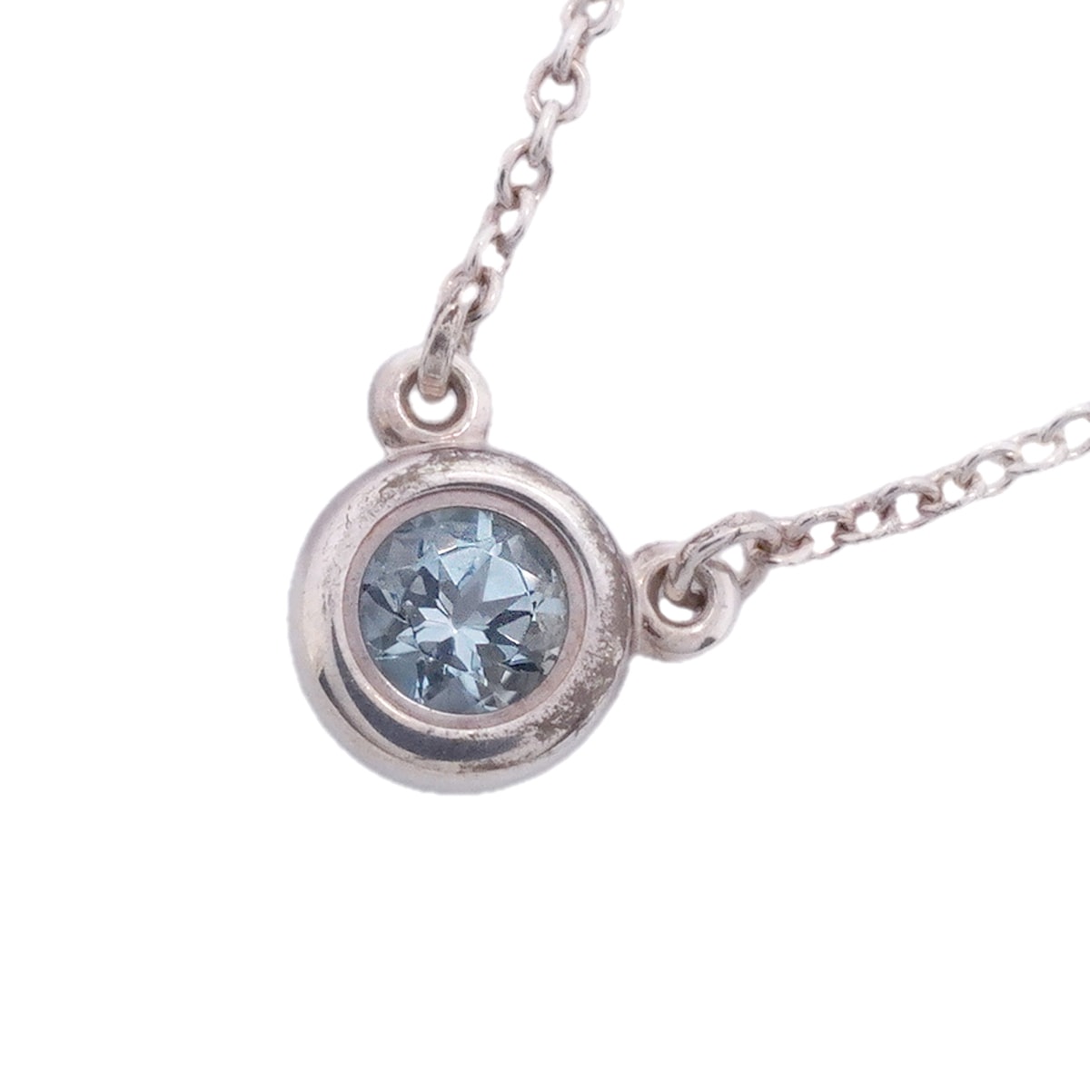 【6jhb0712】ティファニー ネックレス バイザヤード シルバー925 アクアマリン ブルー【中古】レディース