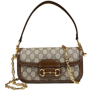 グッチ ホースビット 1955 ショルダーバッグ GGスプリームキャンバス 735178 ブラウン レディース GUCCI 中古