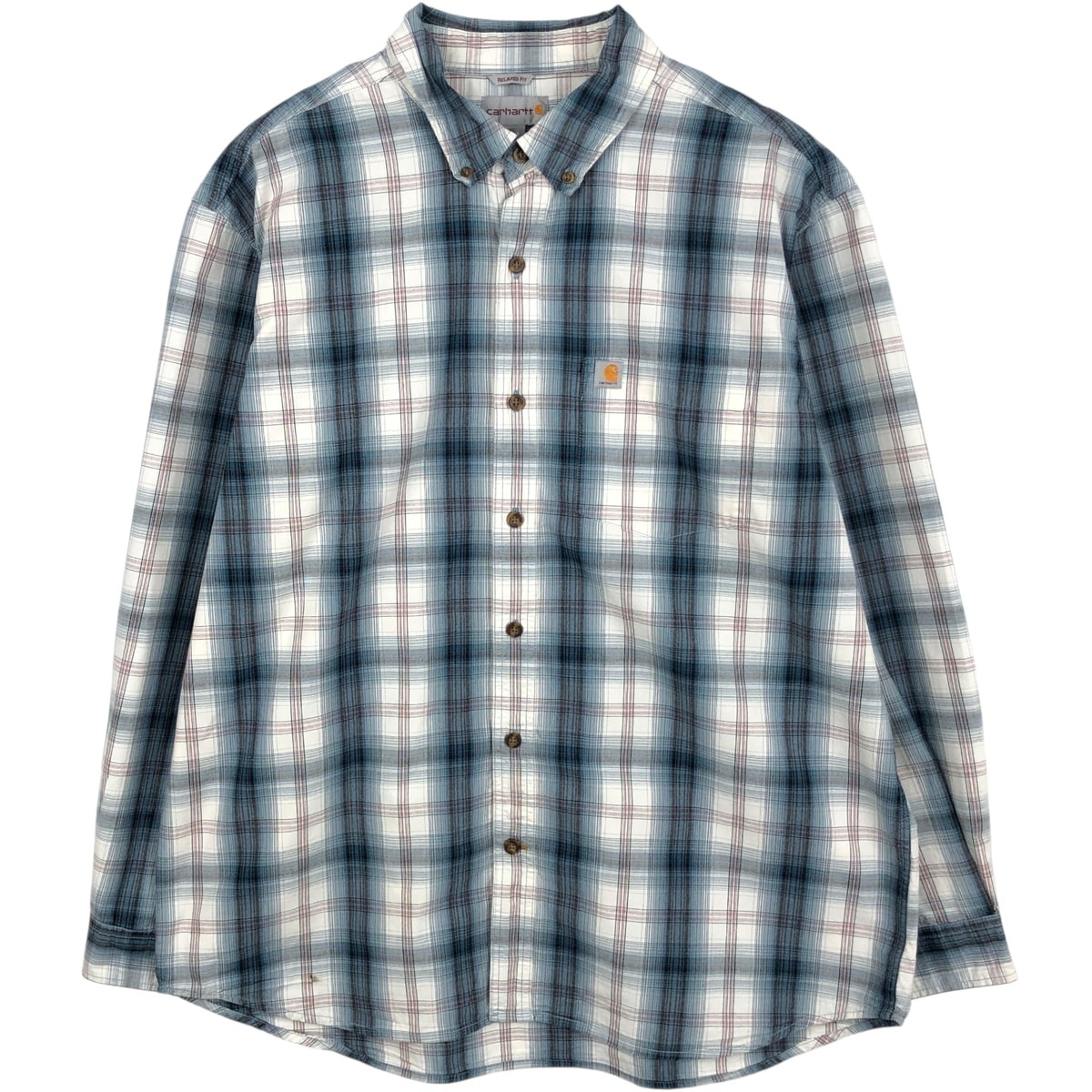 古着 カーハート Carhartt RELAXED FIT チェック柄 長袖 ボタンダウン ワークシャツ メンズXL相当/eaa666587