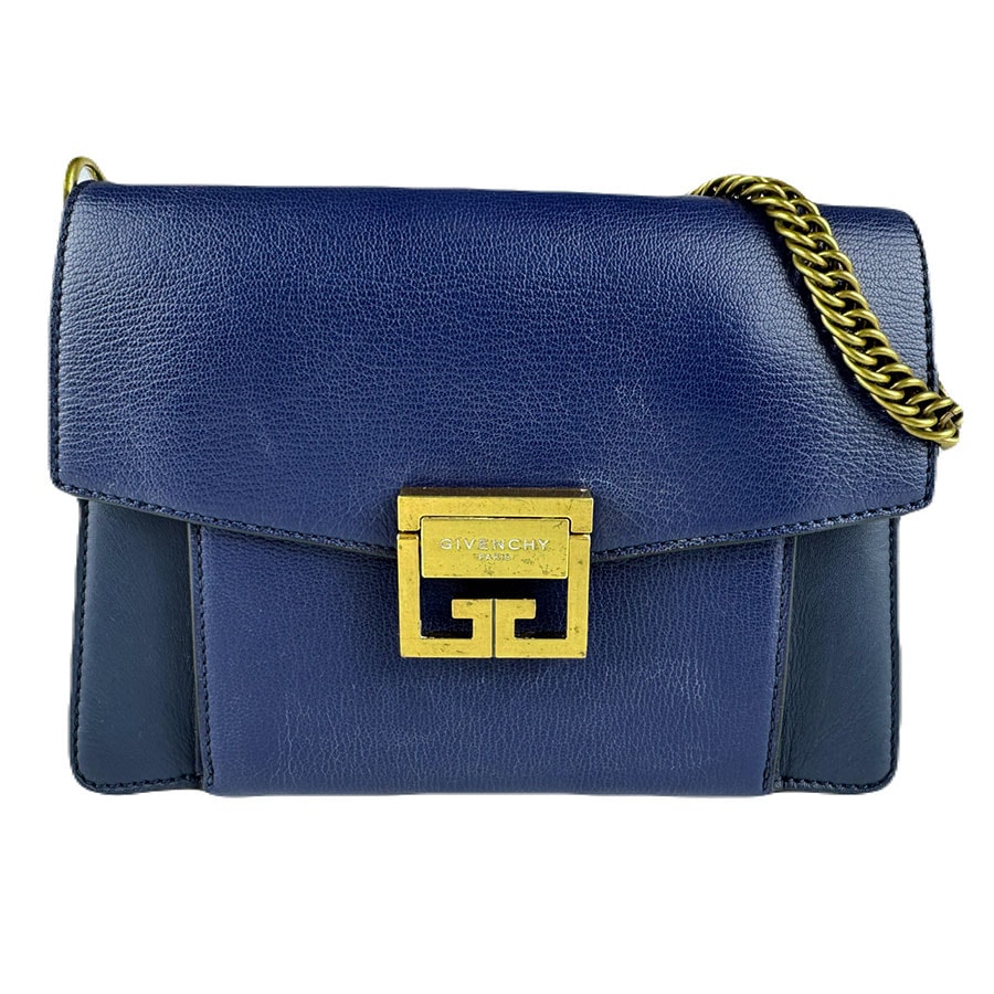 ジバンシィ GIVENCHY ショルダーバッグ レザー ネイビー レディース【中古】 z8957