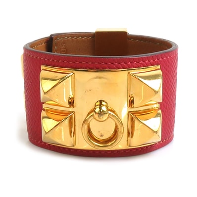 エルメス HERMES ブレスレット バングル コリエ ド シアン ヴォーエプソン/メタル 推定ルージュグレナ ゴールド ユニセックス【中古】 h31107i