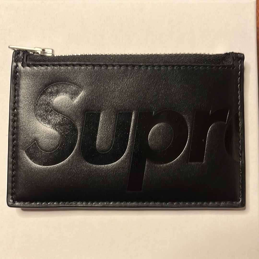 Supreme Leather Zip Card Holder (25SS) "Black"