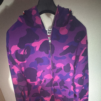 A BATHING APE Color Camo Shark Full Zip Hoodie "Purple"