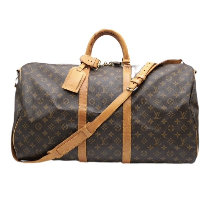LOUIS VUITTON(ルイヴィトン)キーポル・バンドリエール55 ヴィンテージ ボストンバッグ トラベルバッグ 2WAY モノグラム ブラウン PVC レザー ショルダーストラップ付き M41414 メンズ レディース【中古】