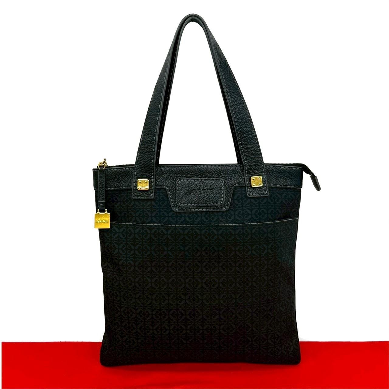 LOEWE ロエベ アナグラム 総柄 キャンバス レザー トートバッグ ブラック
40877
