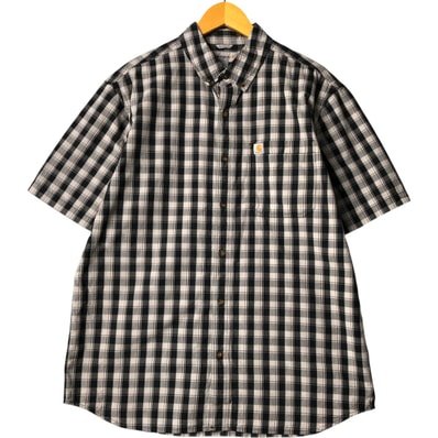 古着 カーハート Carhartt チェック柄 ボタンダウン半袖 ワークシャツ メンズL相当/eaa572350