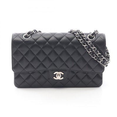 シャネル CHANEL マトラッセ Wフラップ ショルダーバッグ バッグ キャビアスキン(グレインドカーフ) レディース ブラック系 【中古】