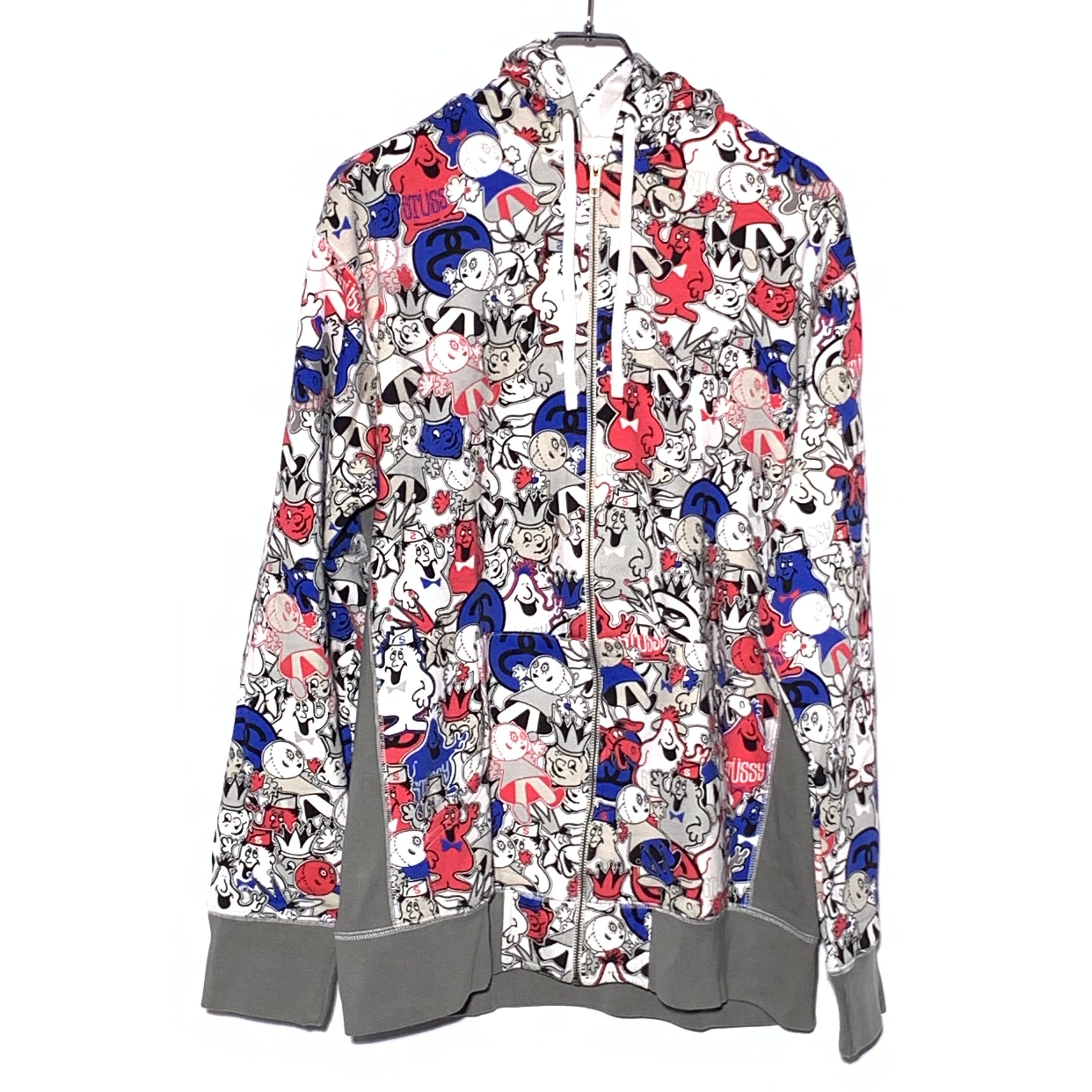 Character Zip Up Hoodie White x Gray