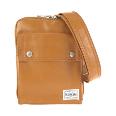 美品 PORTER ポーター フリースタイル ベージュ キャメル シルバー金具 コーティングキャンバス ショルダーバッグ ポシェット 602282 【中古】