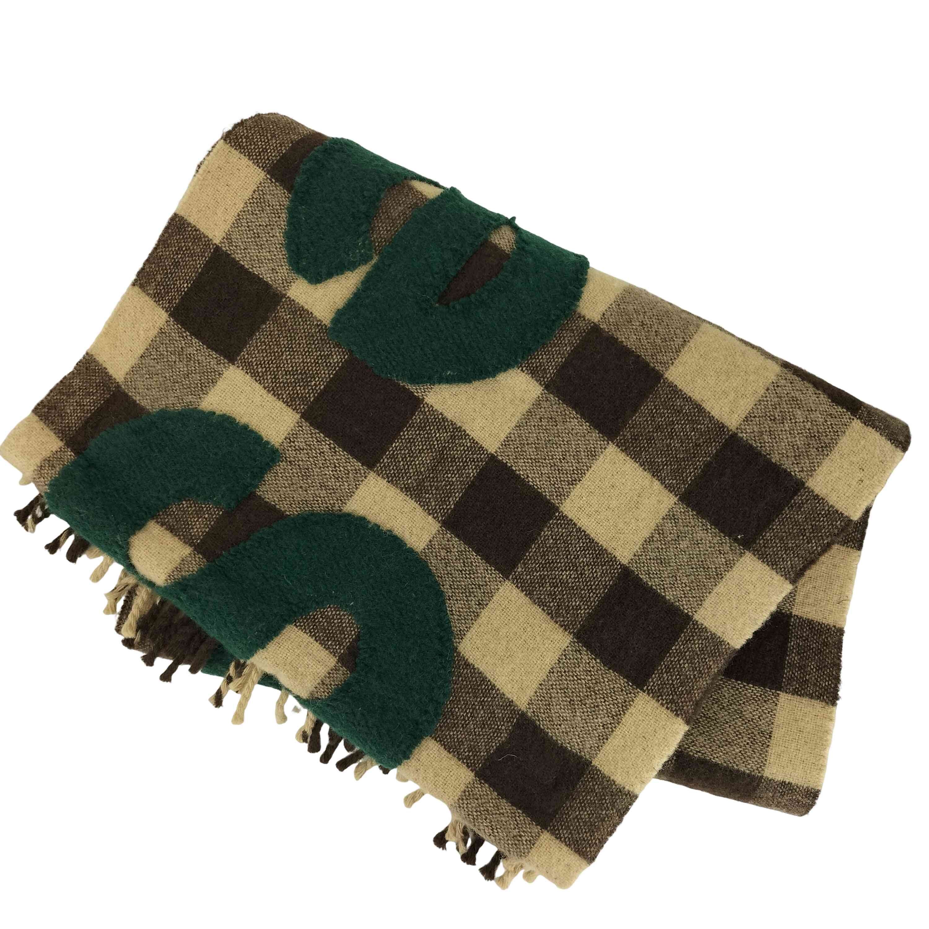 Multicolor Checkered Logo Wool Scarf【1142056776207】