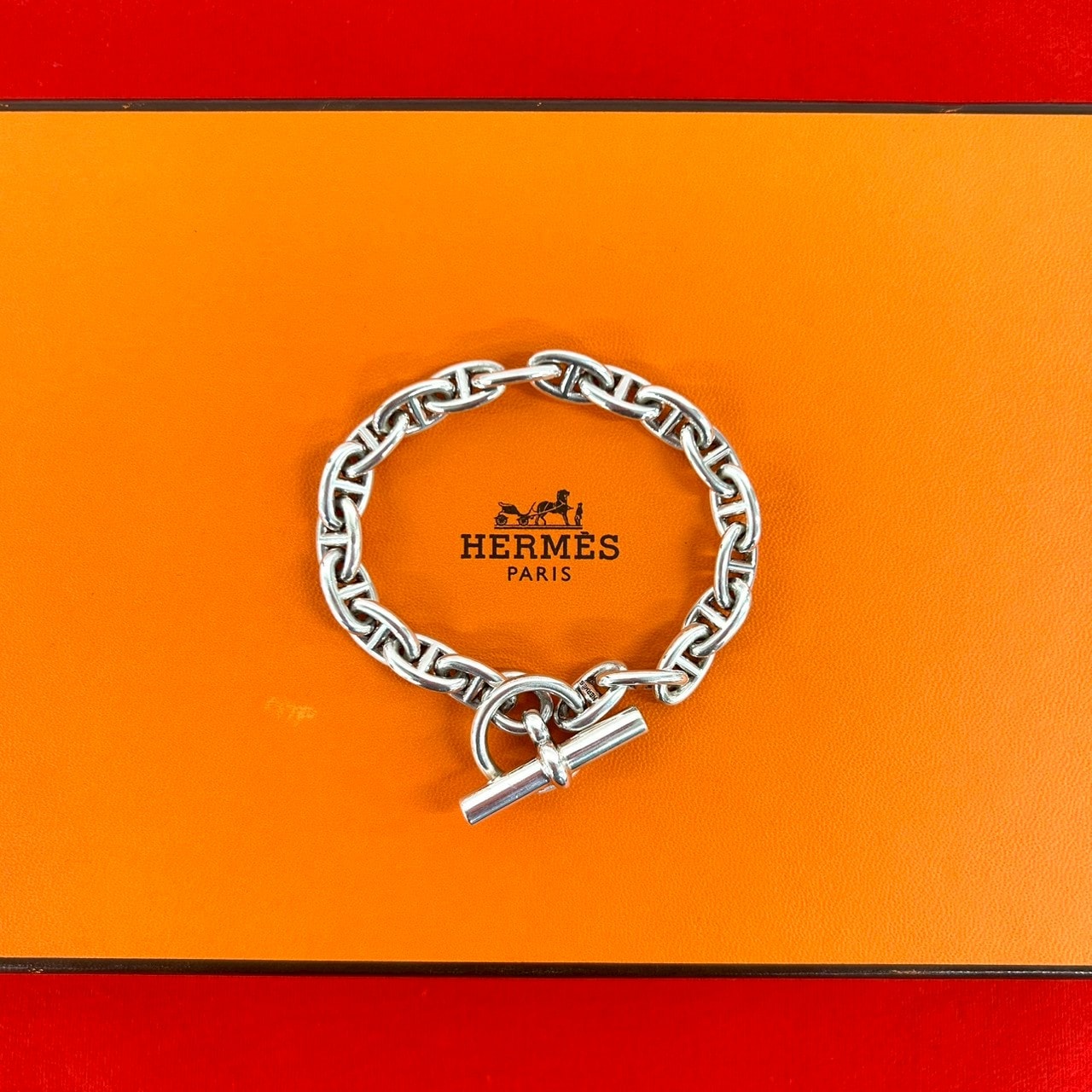 HERMES エルメス シェーヌダンクル PM マルジェラ期 シルバー925 ブレスレット シルバー
 132-8