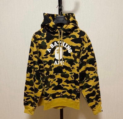 A BATHING APE 1St Camo College Pullover Hoodie "Yellow"