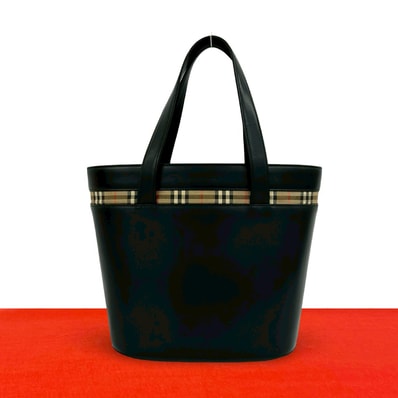 BURBERRY バーバリー ノバチェック レザー ハンドバッグ ブラック
78213