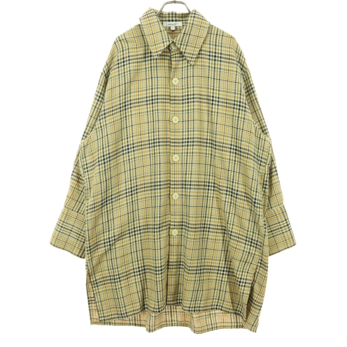 MOUSSY マウジー チェック柄 長袖 シャツ F ベージュ