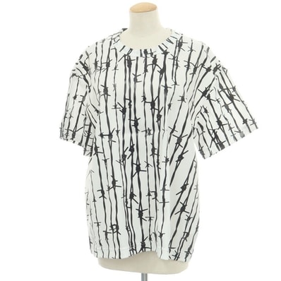 【中古】コムデギャルソン COMME des GARCONS 2024年秋冬 ポリエステル クルーネック 半袖Tシャツ ホワイトxブラック【サイズS】【レディース】