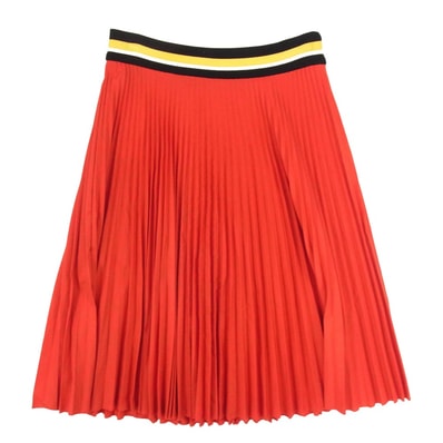 PRADA プラダ スカート イタリア製 ミディ丈 プリーツ スカート レッド系 40【中古】
