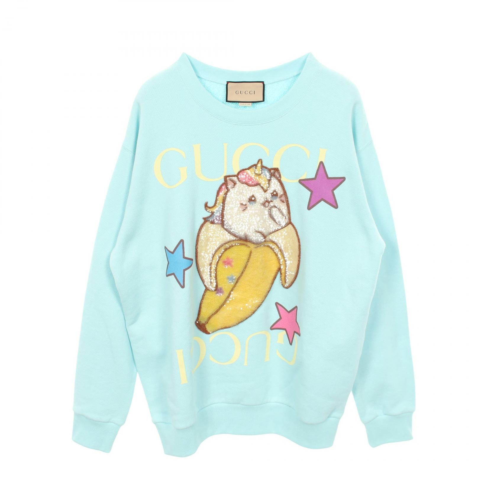 グッチ GUCCI GUCCI × ばなにゃ スウェット 衣料品 トップス コットン レディース ブルー系 / マルチカラー 【中古】