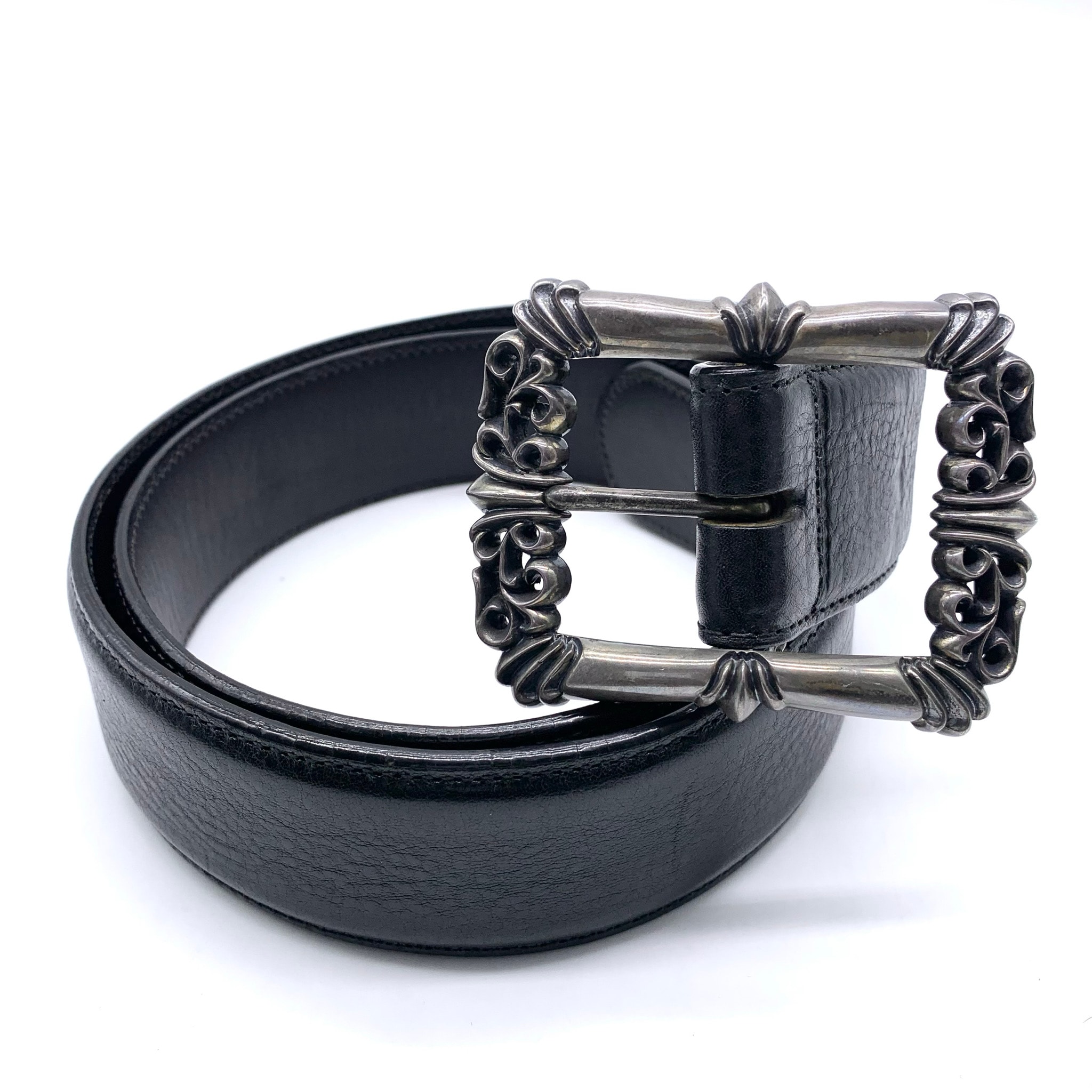 Chrome Hearts Filigree OTJ Buckle Leather Belt "Black/Silver"