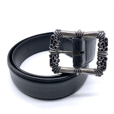 Chrome Hearts Filigree OTJ Buckle Leather Belt "Black/Silver"