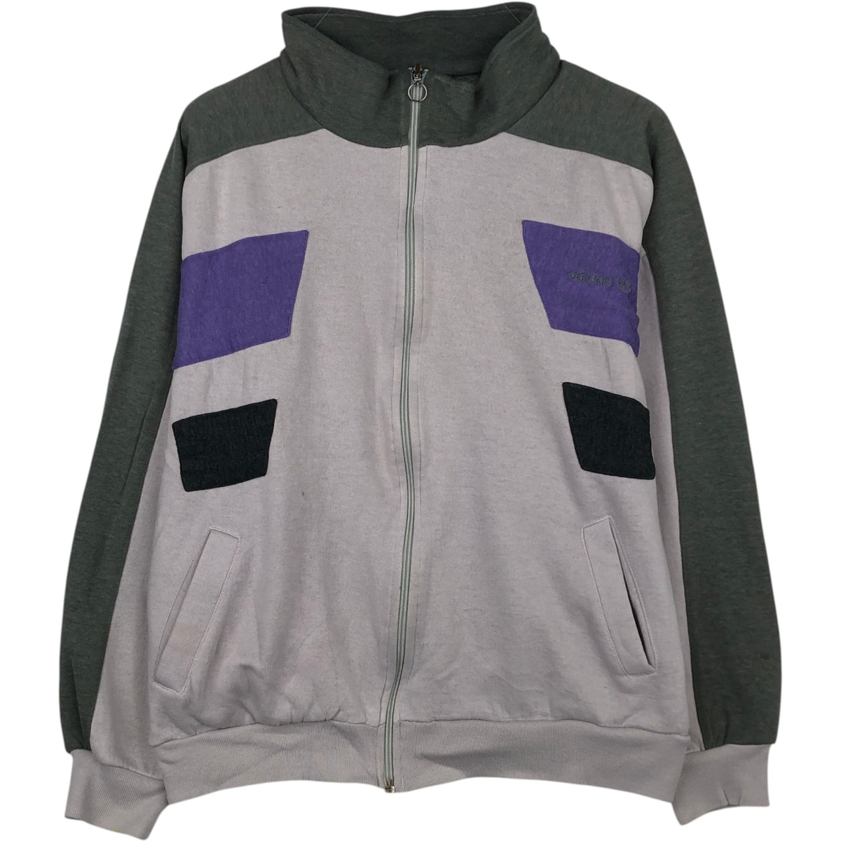 古着 80年代 アディダス adidas トレフォイルロゴ フルジップスウェットシャツ トレーナー メンズL相当 ヴィンテージ/eaa630155