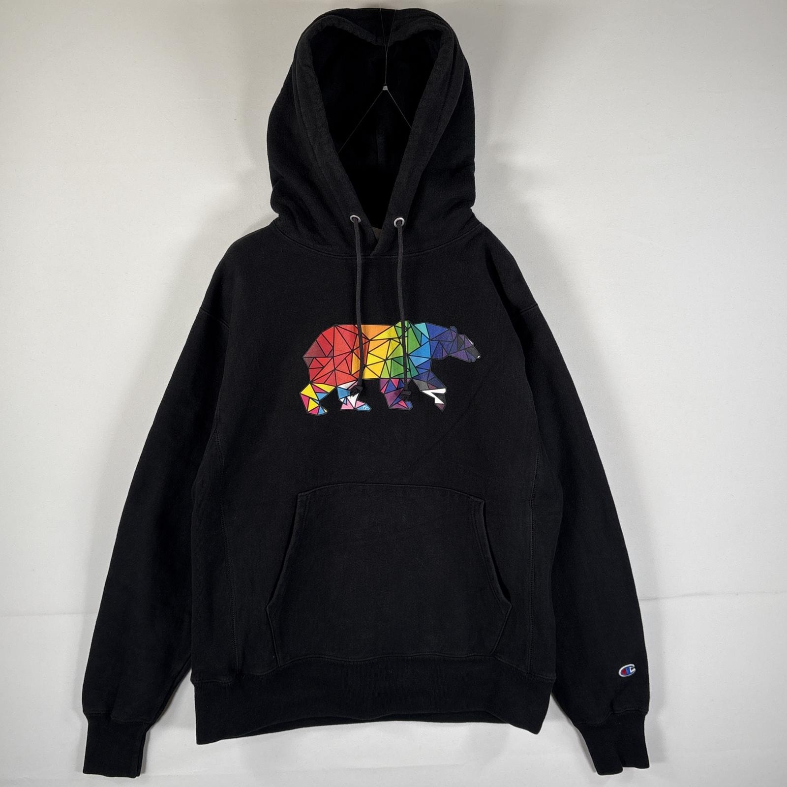 古着 チャンピオン Champion パーカー リバースウィーブ ワンポイントロゴ 復刻 Cマーク MEDIUM(JPN XL)  ブラック メンズ