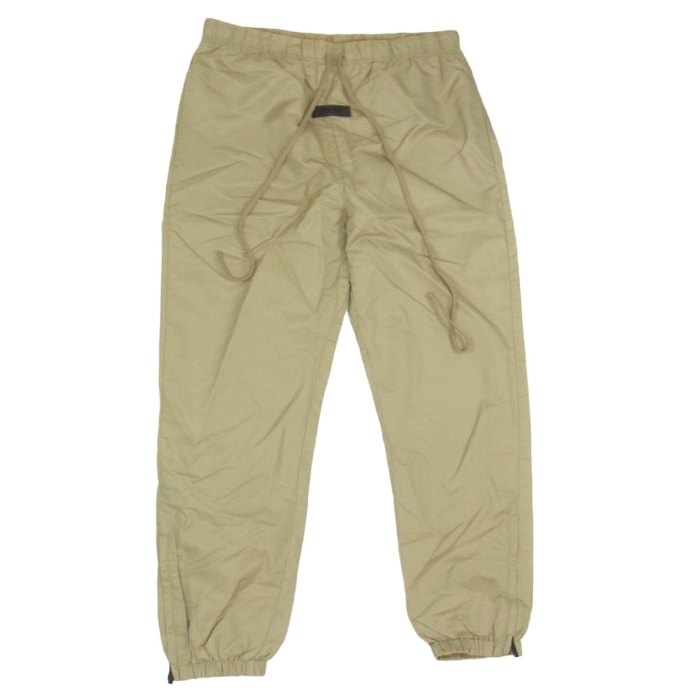 FEAR OF GOD フィアオブゴッド パンツ ESSENTIALS エッセンシャルズ 裾ジップ ラバーロゴ ナイロン イージー トラックパンツ ベージュ系 L【中古】