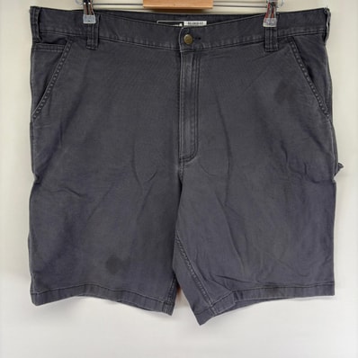 古着 カーハート Carhartt ダック パンツ カーゴ ワークパンツ ワンポイントロゴ ワンポイントロゴ ショート w42 L11 グレー系 メンズ