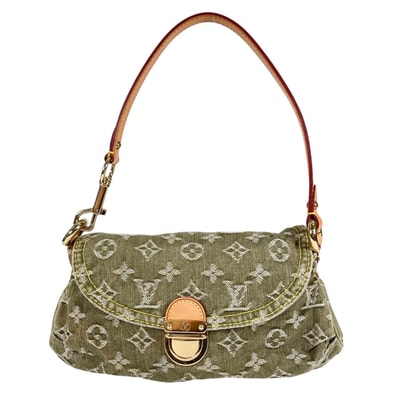 LOUIS VUITTON ルイ・ヴィトン ミニプリティー M95217 ハンドバッグ モノグラムデニム カーキ レディース 限定色【中古】