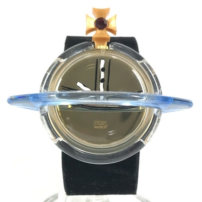 スウォッチ Swatch ポップ オーブ 1993年 不明 Vivienne Westwood ヴィヴィアンウエストウッド コラボ メンズウォッチ レディースウォッチ 腕時計 プラスチック ブラック