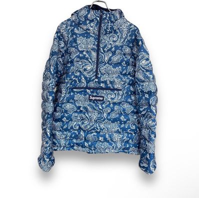 Supreme Micro Down Half Zip Hooded Pullover "Blue Paisley"