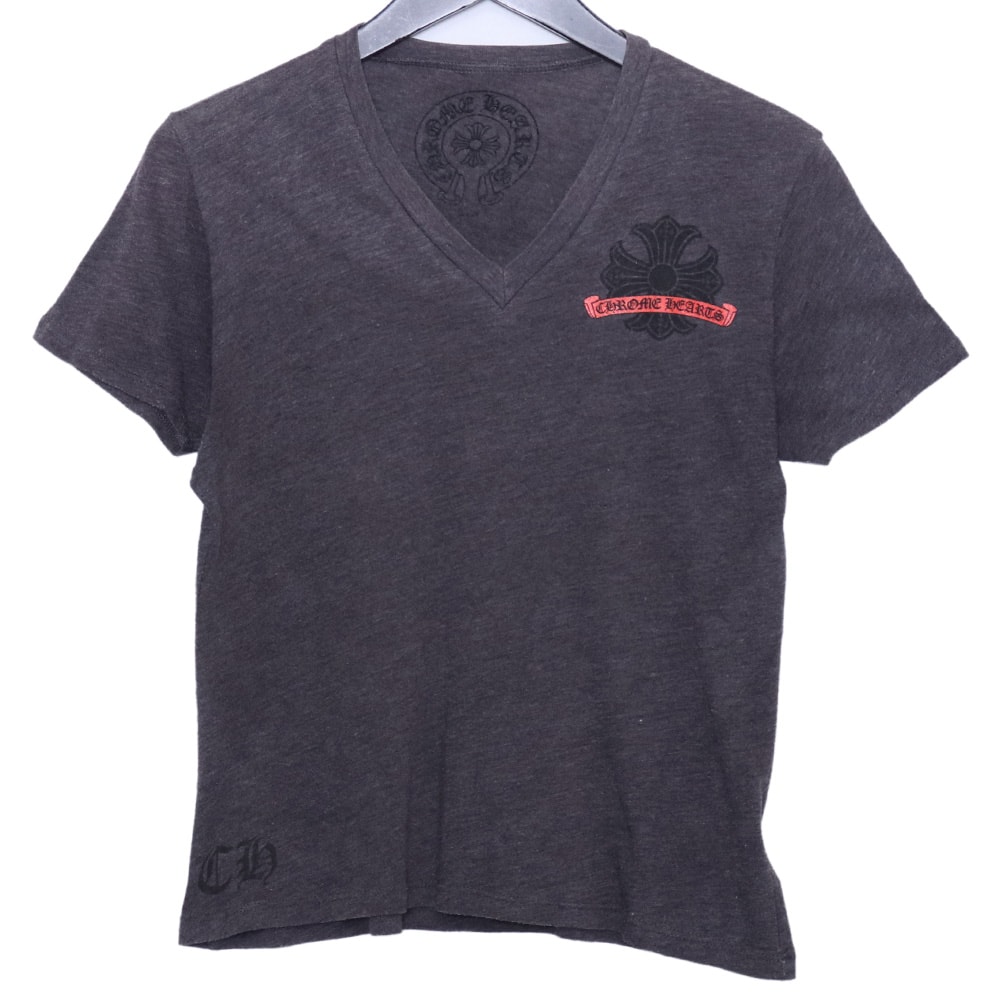 CHROME HEARTS レディース オールド ホースシュー CHプラス VネックTシャツ