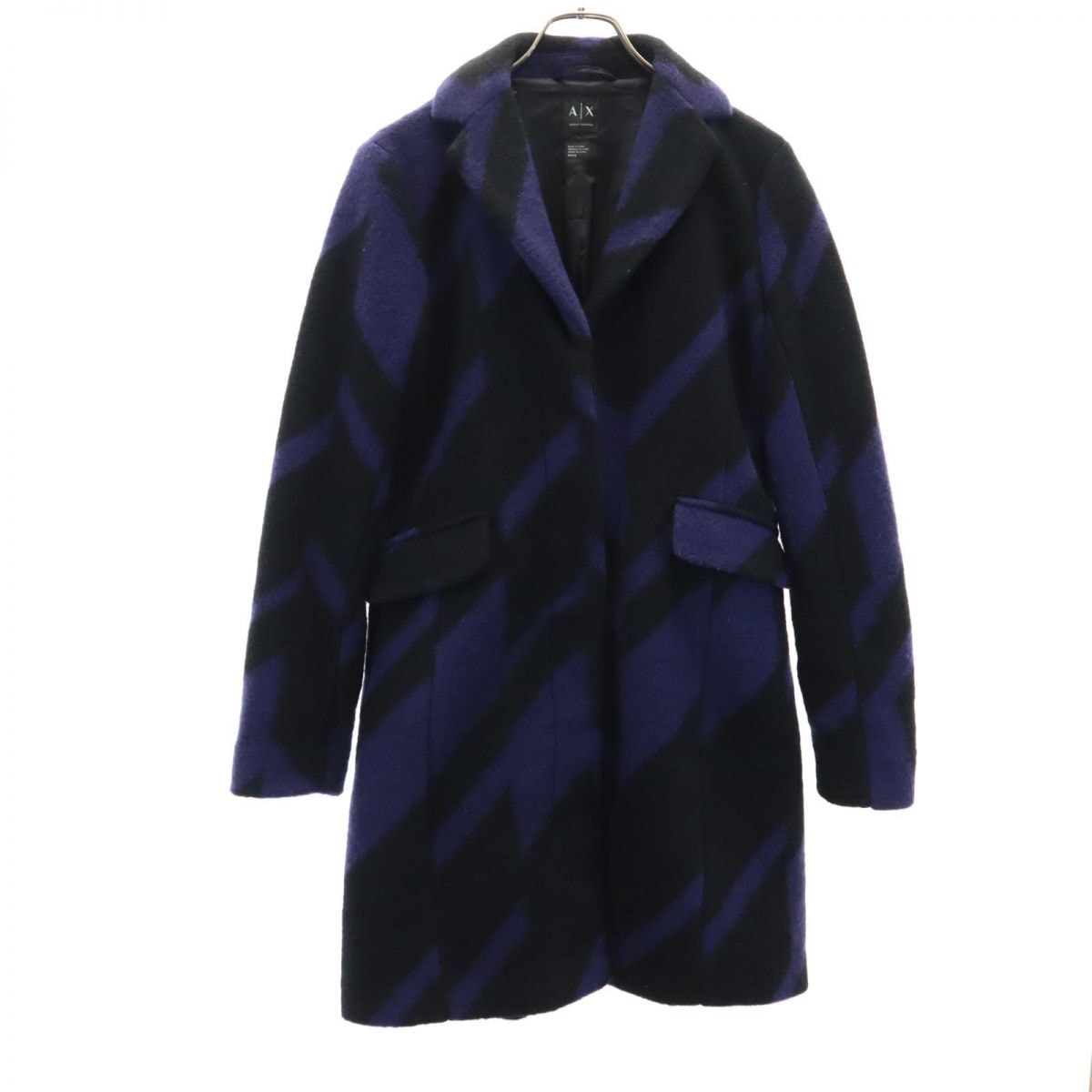 ARMANI EXCHANGE アルマーニエクスチェンジ ウールブレンド チェスターコート M 黒系