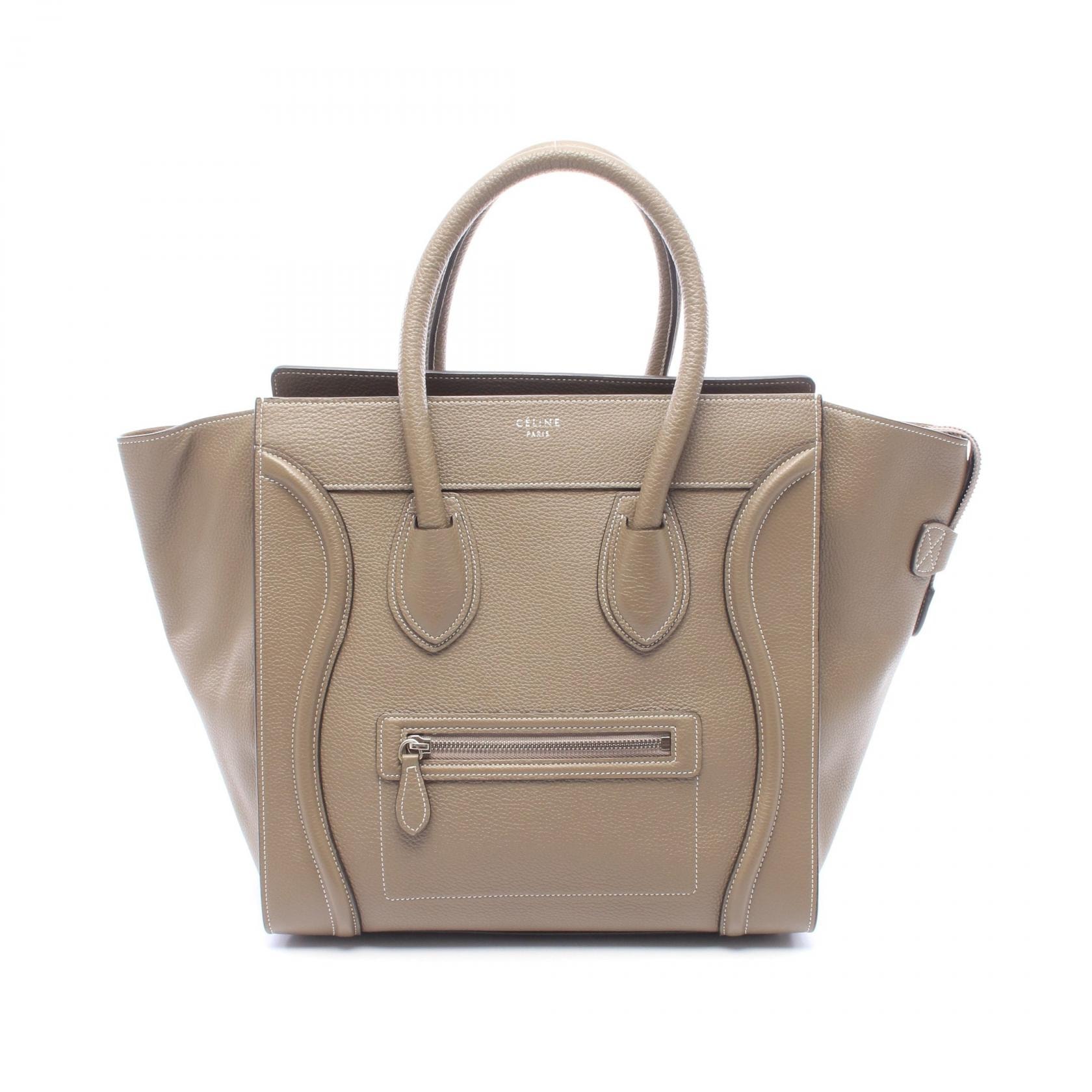 セリーヌ CELINE ラゲージ ミニショッパー ハンドバッグ バッグ レザー レディース ベージュ系 【中古】