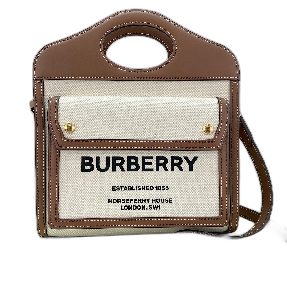 バーバリー BURBERRY ミニ ポケットバッグ 2WAY ハンドバッグ キャンバス【中古】