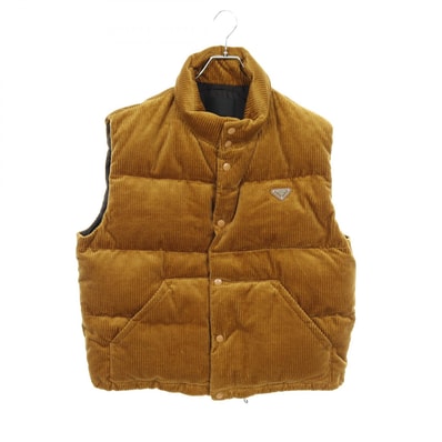 プラダ PRADA ダウンベスト 衣料品 アウター コットン メンズ ブラウン系 【中古】