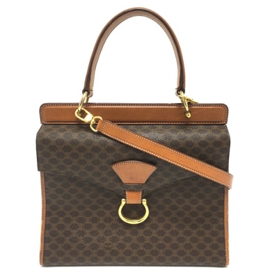 セリーヌ CELINE ワンハンドル マカダム カバン 2WAY ハンドバッグ ショルダーバッグ PVC/レザー ブラウン ブラウン