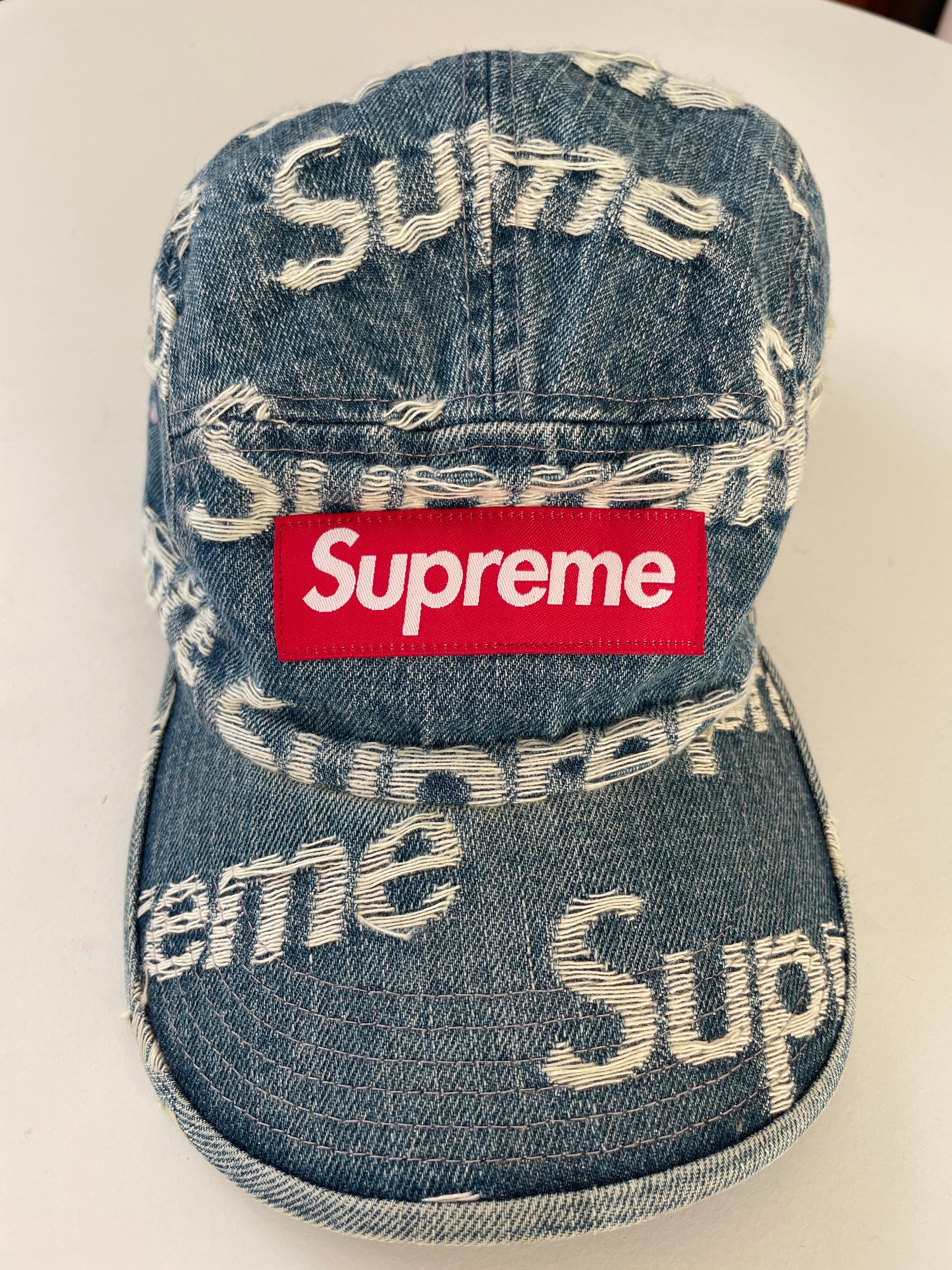 Supreme Frayed Logos Denim Camp Cap "Black"