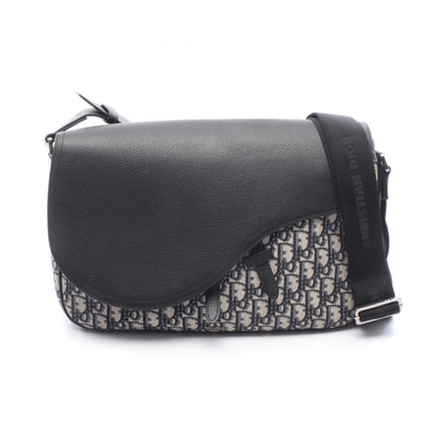 ディオール Dior SADDLE サドル オブリーク メッセンジャーバッグ ショルダーバッグ バッグ キャンバス レザー メンズ ネイビー系 / ベージュ系 / ブラック系 【中古】