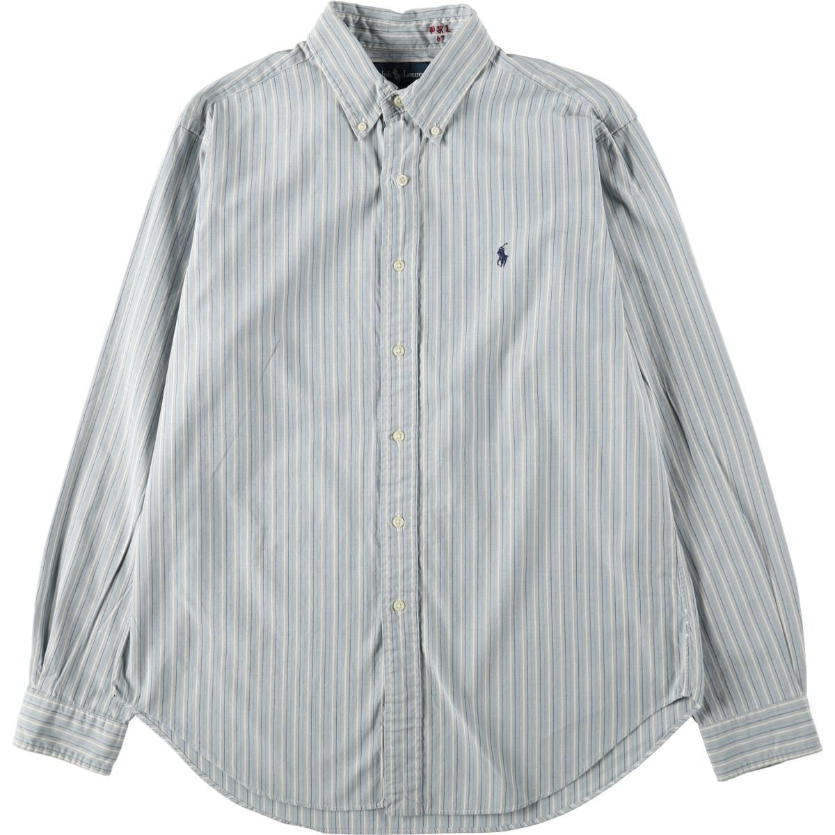古着 ラルフローレン Ralph Lauren CLASSIC FIT クラシックフィット マルチストライプ 長袖 ボタンダウンストライプシャツ メンズL相当/eaa628030