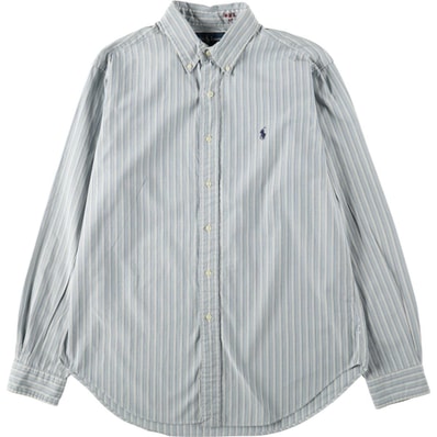 古着 ラルフローレン Ralph Lauren CLASSIC FIT クラシックフィット マルチストライプ 長袖 ボタンダウンストライプシャツ メンズL相当/eaa628030