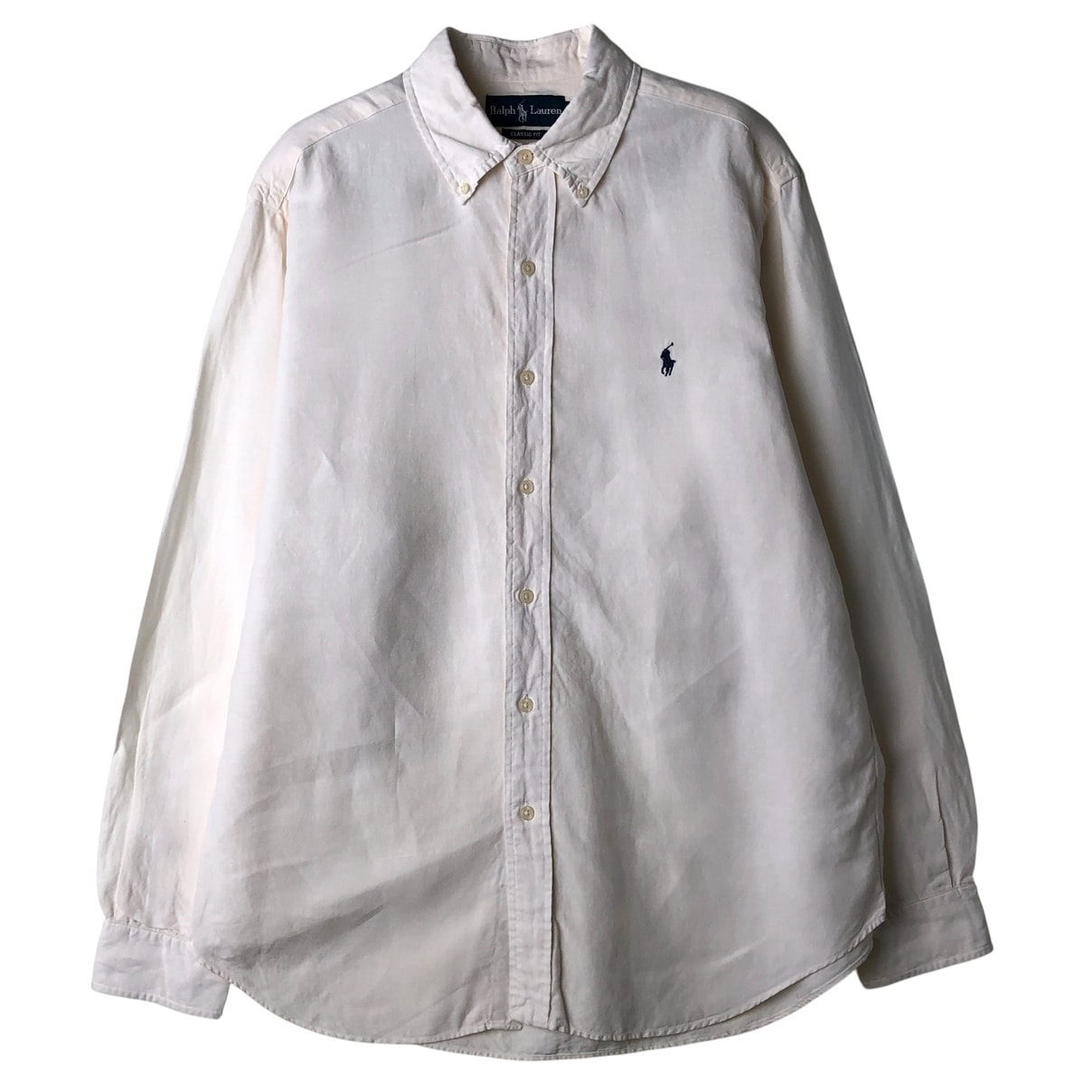 古着 ラルフローレン Ralph Lauren CLASSIC FIT 長袖 リネン ボタンダウンシャツ メンズL相当/eaa458331
