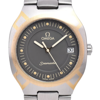 オメガ OMEGA シーマスター ポラリス グレー クォーツ メンズ 良品 腕時計 A#149454
