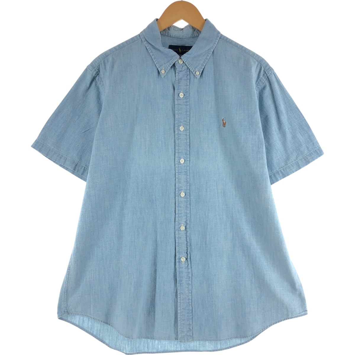 古着 ラルフローレン Ralph Lauren シャンブレー 半袖 ボタンダウンシャツ メンズXL相当/eaa533027